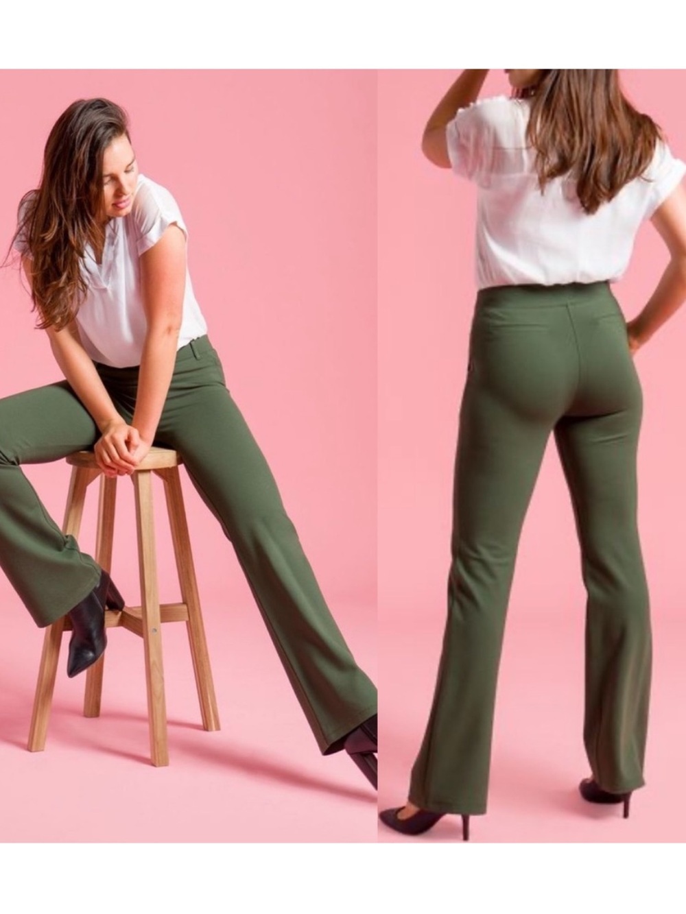 Betabrand Classic Bootcut Pants Trouser Large Green Yoga Office Yoga Stretch